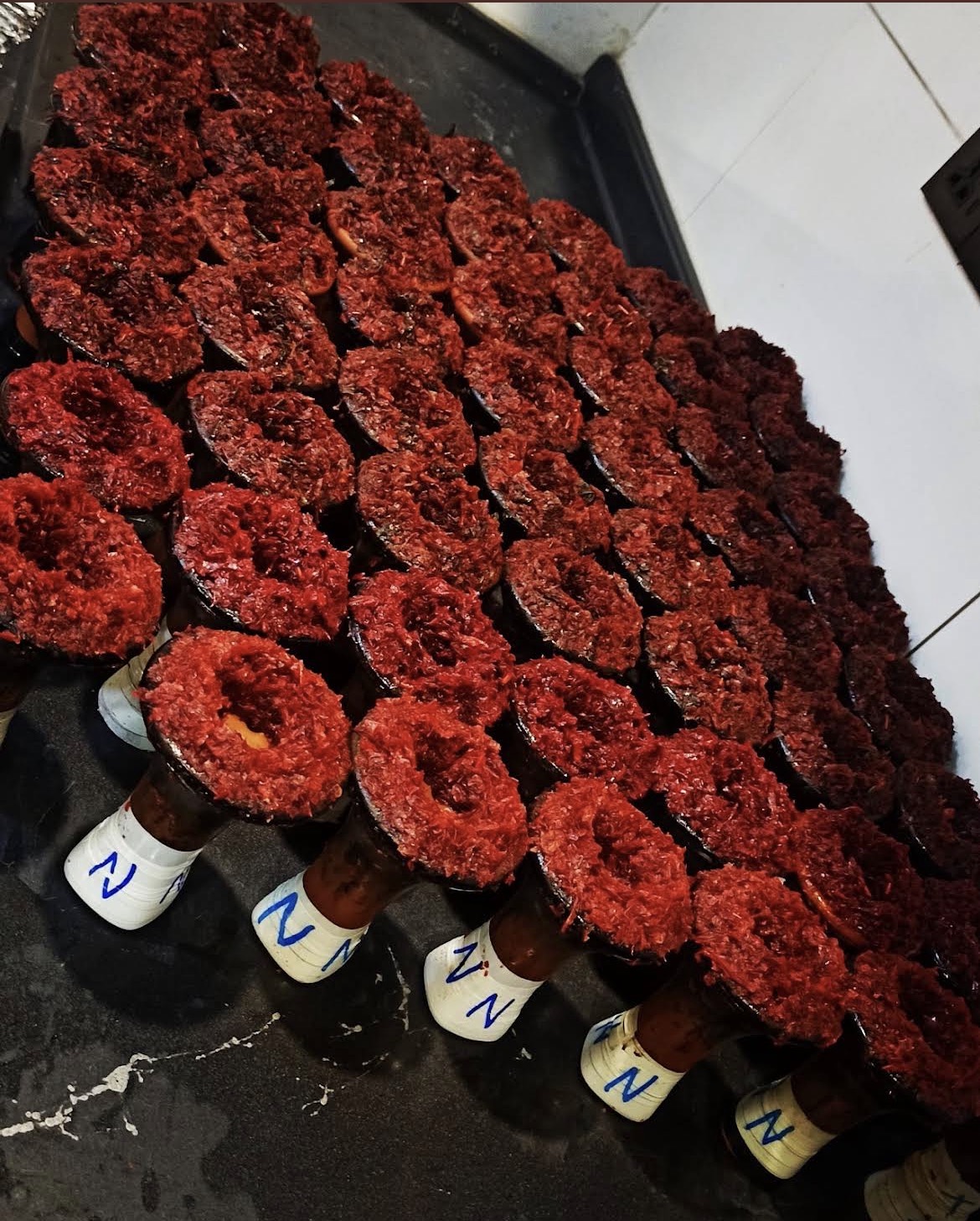 Freshly packed hookah bowls at Marina