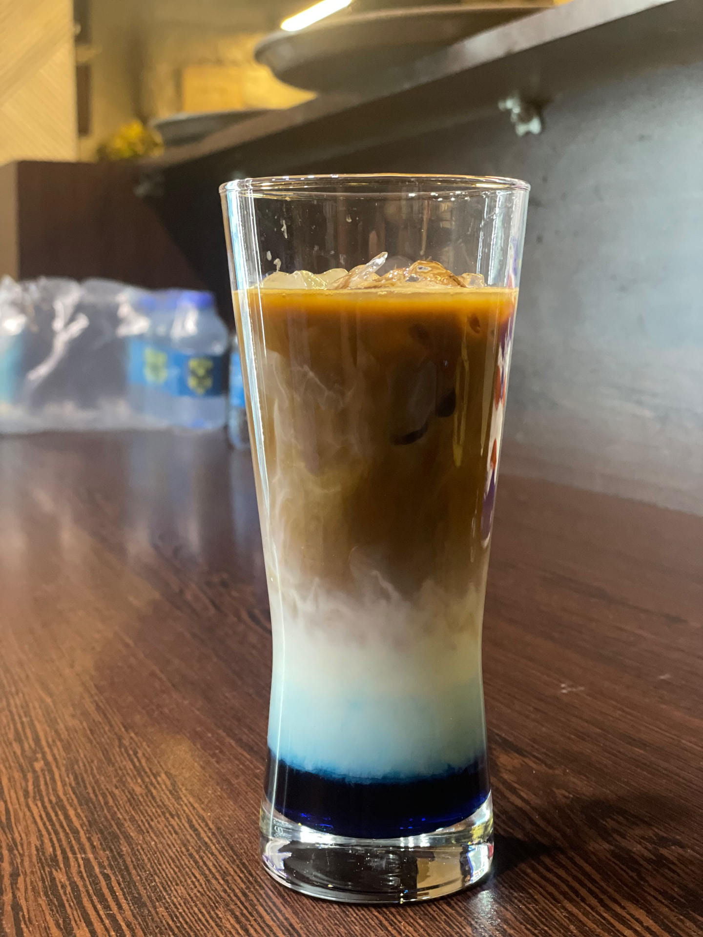 Layered iced coffee served at Marina Cafe